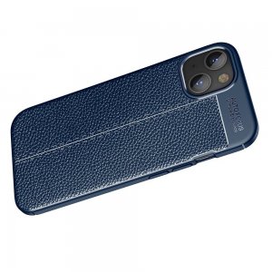 Leather Litchi силиконовый чехол накладка для iPhone 13 mini - Синий
