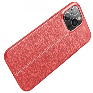 Leather Litchi силиконовый чехол накладка для iPhone 13 Pro Max - Красный