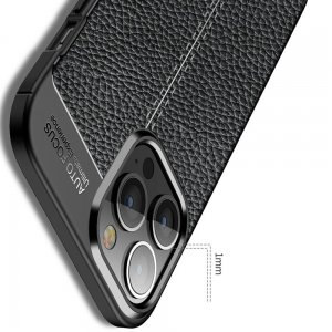 Leather Litchi силиконовый чехол накладка для iPhone 13 Pro Max - Синий