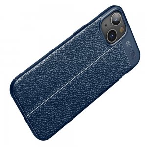 Leather Litchi силиконовый чехол накладка для iPhone 13 - Синий