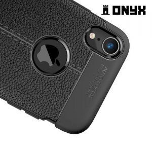 Leather Litchi силиконовый чехол накладка для iPhone XR - Черный