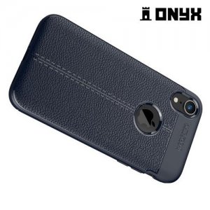 Leather Litchi силиконовый чехол накладка для iPhone XR - Синий