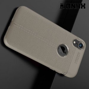 Leather Litchi силиконовый чехол накладка для iPhone XR - Серый