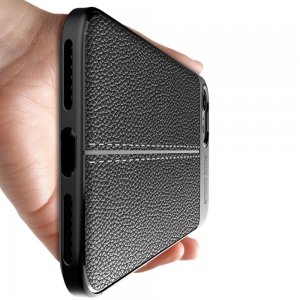 Leather Litchi силиконовый чехол накладка для iPhone SE 2020 - Черный