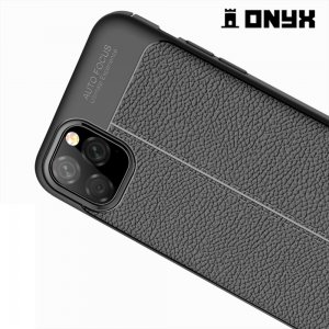 Leather Litchi силиконовый чехол накладка для iPhone 11 Pro Max - Черный