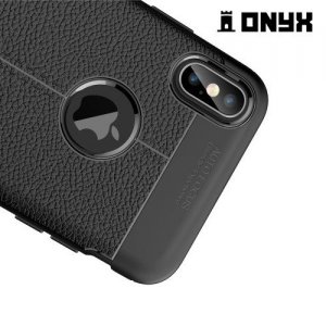 Leather Litchi силиконовый чехол накладка для iPhone XS Max - Черный
