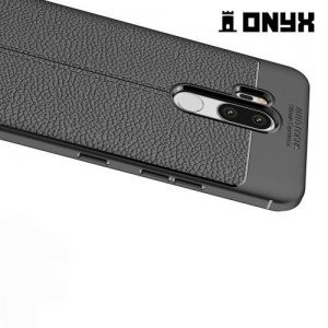 Leather Litchi силиконовый чехол накладка для LG G7 ThinQ - Черный
