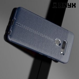 Leather Litchi силиконовый чехол накладка для LG G8 ThinQ - Синий