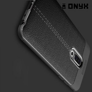 Leather Litchi силиконовый чехол накладка для Meizu 15 Plus - Черный