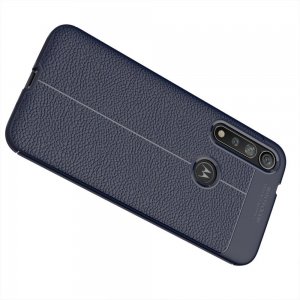 Leather Litchi силиконовый чехол накладка для Motorola Moto G8 Plus - Синий