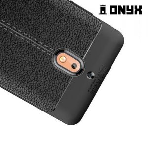 Leather Litchi силиконовый чехол накладка для Nokia 2.1 2018 - Черный
