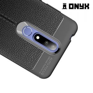 Leather Litchi силиконовый чехол накладка для Nokia 3.1 Plus - Черный