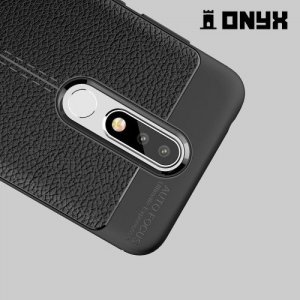 Leather Litchi силиконовый чехол накладка для Nokia 5.1 Plus - Черный
