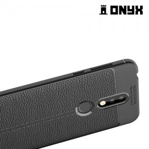 Leather Litchi силиконовый чехол накладка для Nokia 7.1 - Черный