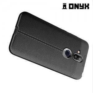 Leather Litchi силиконовый чехол накладка для Nokia 7.1 Plus - Черный