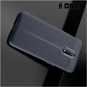 Leather Litchi силиконовый чехол накладка для OnePlus 7 - Синий