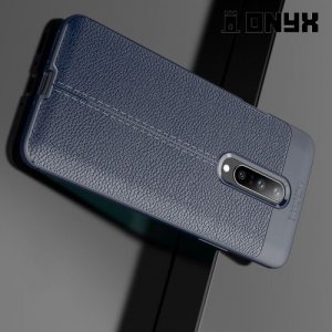 Leather Litchi силиконовый чехол накладка для OnePlus 7 Pro - Синий