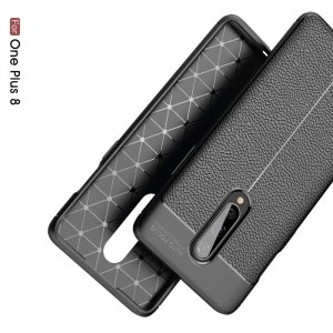 Leather Litchi силиконовый чехол накладка для OnePlus 8 - Черный