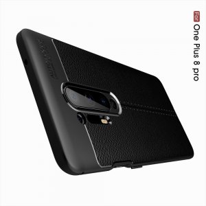 Leather Litchi силиконовый чехол накладка для OnePlus 8 Pro - Черный