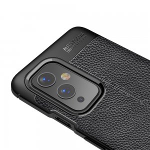 Leather Litchi силиконовый чехол накладка для OnePlus 9 - Черный