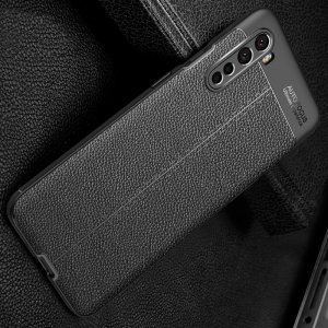 Leather Litchi силиконовый чехол накладка для OnePlus NORD - Черный