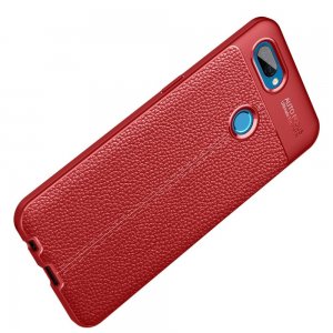Leather Litchi силиконовый чехол накладка для Oppo A12 - Красный
