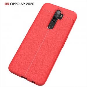 Leather Litchi силиконовый чехол накладка для Oppo A5 (2020) / Oppo A9 (2020) - Красный
