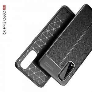 Leather Litchi силиконовый чехол накладка для Oppo Find X2 - Черный