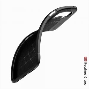 Leather Litchi силиконовый чехол накладка для Realme 6 Pro - Черный