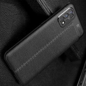 Leather Litchi силиконовый чехол накладка для Realme 7 Pro - Черный