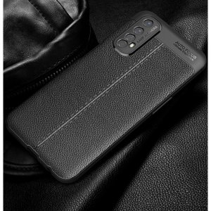 Leather Litchi силиконовый чехол накладка для Realme 7 / Realme 7 - Черный
