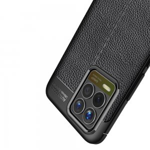 Leather Litchi силиконовый чехол накладка для Realme 8 / 8 Pro - Черный