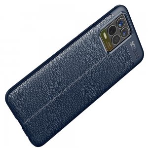 Leather Litchi силиконовый чехол накладка для Realme 8 / 8 Pro - Синий