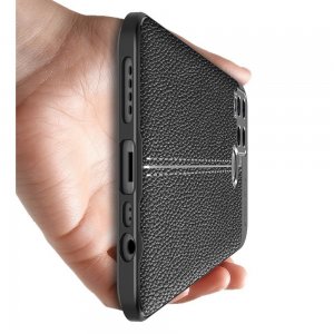 Leather Litchi силиконовый чехол накладка для Realme C15 - Черный