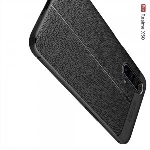 Leather Litchi силиконовый чехол накладка для Realme X3 Superzoom - Черный
