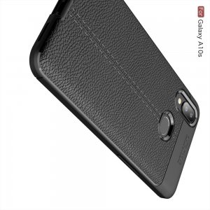 Leather Litchi силиконовый чехол накладка для Samsung Galaxy A10s - Черный