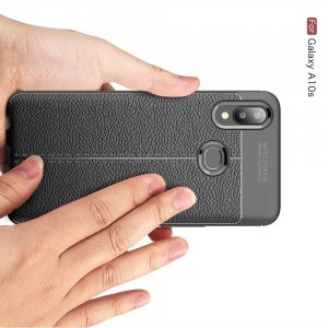 Leather Litchi силиконовый чехол накладка для Samsung Galaxy A10s - Черный