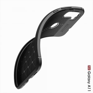 Leather Litchi силиконовый чехол накладка для Samsung Galaxy A11 - Черный