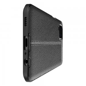 Leather Litchi силиконовый чехол накладка для Samsung Galaxy A12 - Черный