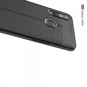 Leather Litchi силиконовый чехол накладка для Samsung Galaxy A20s - Черный