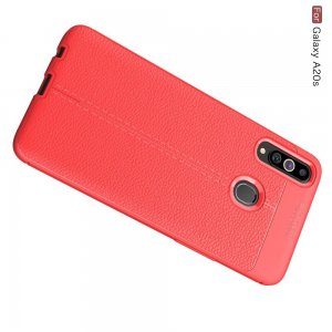 Leather Litchi силиконовый чехол накладка для Samsung Galaxy A20s - Красный