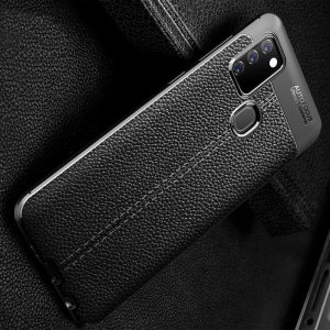 Leather Litchi силиконовый чехол накладка для Samsung Galaxy A21s - Черный
