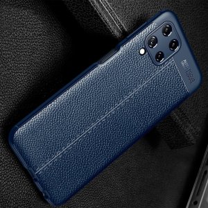 Leather Litchi силиконовый чехол накладка для Samsung Galaxy A22 - Черный