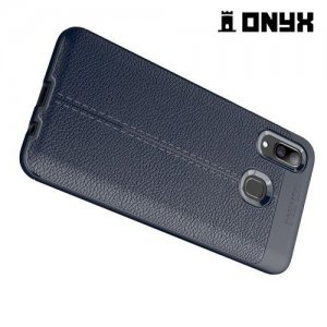 Leather Litchi силиконовый чехол накладка для Samsung Galaxy A30 / A20 - Синий