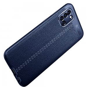 Leather Litchi силиконовый чехол накладка для Samsung Galaxy A31 - Синий