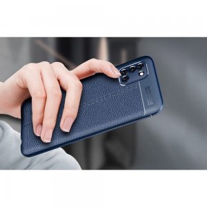 Leather Litchi силиконовый чехол накладка для Samsung Galaxy A31 - Синий