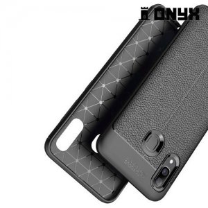 Leather Litchi силиконовый чехол накладка для Samsung Galaxy A40 - Черный