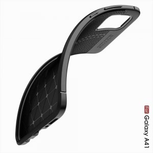 Leather Litchi силиконовый чехол накладка для Samsung Galaxy A41 - Черный