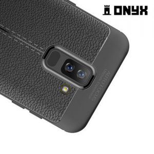Leather Litchi силиконовый чехол накладка для Samsung Galaxy A6 Plus 2018 - Черный