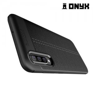 Leather Litchi силиконовый чехол накладка для Samsung Galaxy A70 - Черный